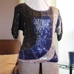 Vintage J.L.B. Sequins + Silk Shirt